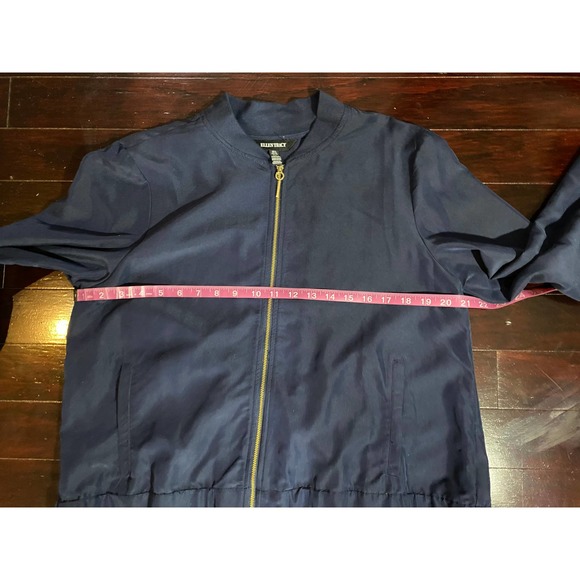 Ellen Tracy Blue Jacket Wind Breaker Zip Up Spring Fall Casual Size L - Picture 8 of 12